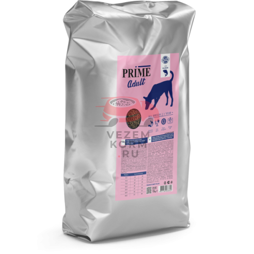 Prime Healthy Skin&Coat сухой корм для взрослых собак всех пород для здоровья кожи и шерсти, с лососем