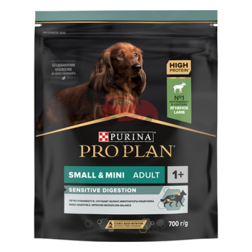 Pro Plan для взрослых собак мелких и карликовых пород с чувствительным пищеварением, с высоким содержанием ягненка