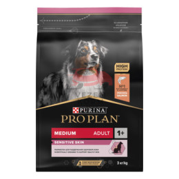 Pro Plan для взрослых собак средних пород с чувствительной кожей, с высоким содержанием лосося