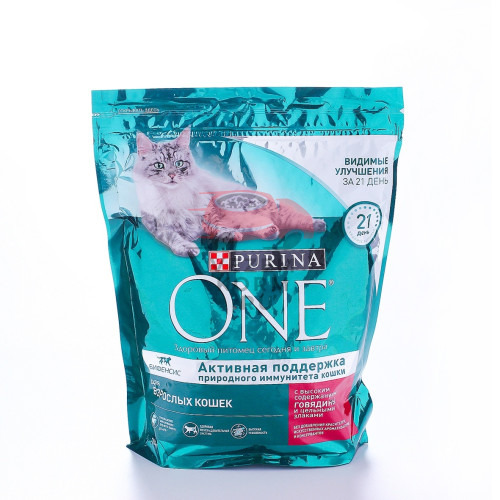 Purina ONE (Пурина Ван)  для взрослых кошек с высоким содержанием говядины и цельными злаками