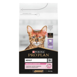 Purina Pro Plan для взрослых кошек с чувствительным пищеварением или особыми предпочтениями в еде, с высоким содержанием индейки