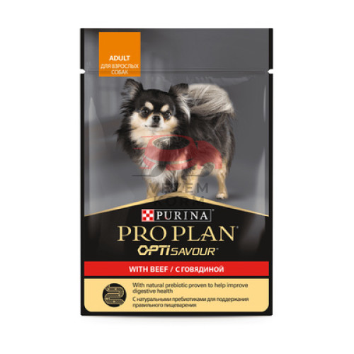 Purina Pro Plan (паучи) для взрослых собак мелких и карликовых пород: кусочки в соусе с говядиной