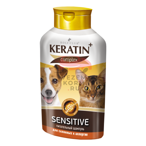 Шампунь KERATIN+ Sensitive для кошек и собак склонных к аллергии