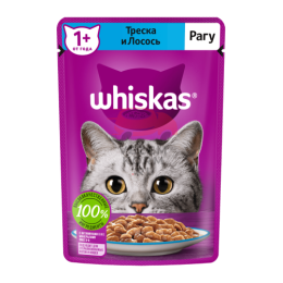 WHISKAS (Вискас) ДЛЯ КОШЕК, РАГУ С ТРЕСКОЙ И ЛОСОСЕМ