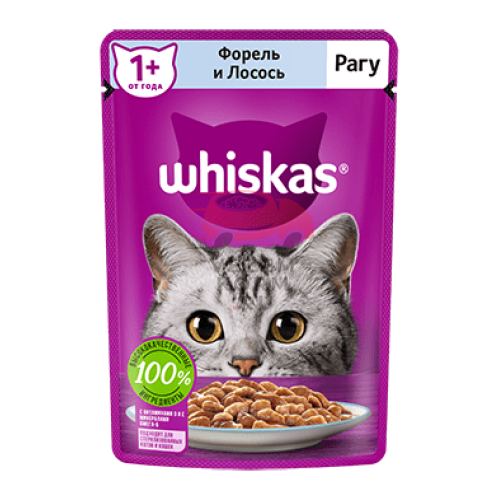 Whiskas (Вискас)  влажный корм для кошек, рагу с форелью и лососем