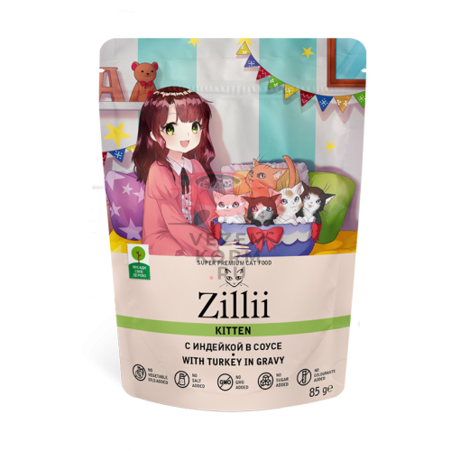 Zilli KITTEN ИНДЕЙКА В СОУСЕ ДЛЯ КОТЯТ ОТ 1 ДО 12 МЕСЯЦЕВ