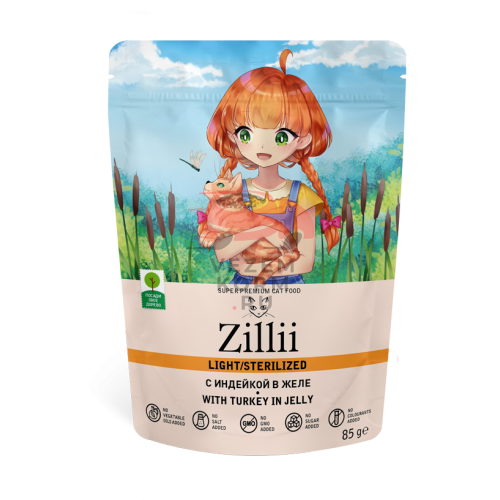 Zilli LIGHT/STERILIZED ИНДЕЙКА В ЖЕЛЕ ДЛЯ ВЗРОСЛЫХ КОШЕК, СТРАДАЮЩИХ ЛИШНИМ ВЕСОМ И СТЕРИЛИЗОВАННЫХ
