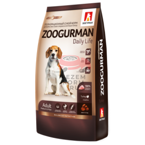 Zoogurman Daily Life с индейкой для собак средних и крупных пород