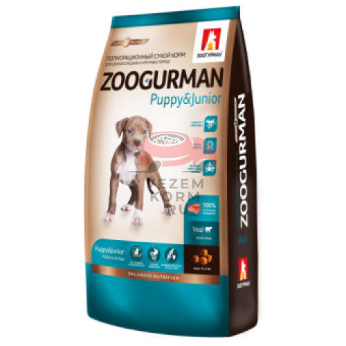 Zoogurman Puppy & Junior с телятиной для щенков средних и крупных пород